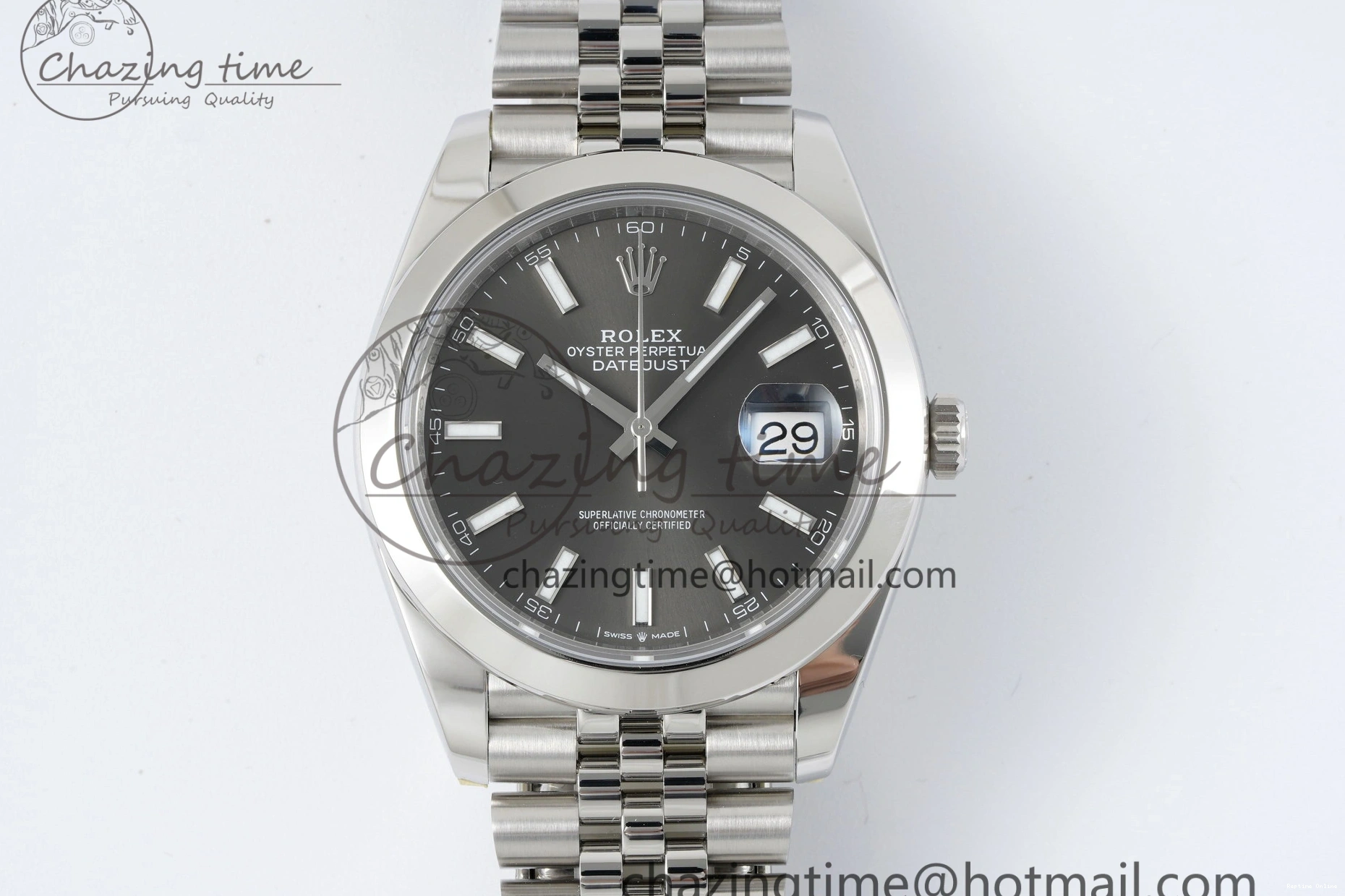 0419 OdorResistant DateJust 41 SS Polished Bezel KING 1:1 Best Edition 904L Steel Gray Stick Dial on Jubilee Bracelet VR 2207
